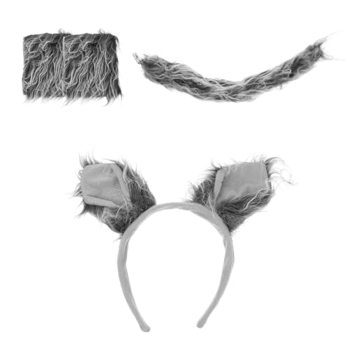 CALLARON 1 Satz Wolf Kostüm Zubehör Set Flauschiges Stirnband Handschuhe und für Halloween Cosplay und Partys Einzigartige Tieraccessoires für Erwachsene von CALLARON