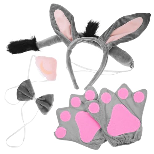 CALLARON 1 Set Tier Esel Kostüm Klein Cosplay Ohren Und Stirnband Tierkostüm Zubehör Esel Kostüm Zubehör Stoff Grau von CALLARON