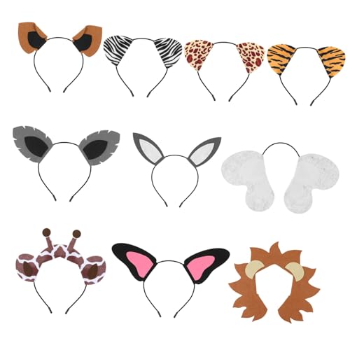 CALLARON 10 Stück Hasenohr Stirnband Abschlussball Zubehör Halloween Zebra-Kostüm Mädchen haarschmuck kreative Haardekoration Stirnband Tier Cartoon-Kopfschmuck gefühlt von CALLARON