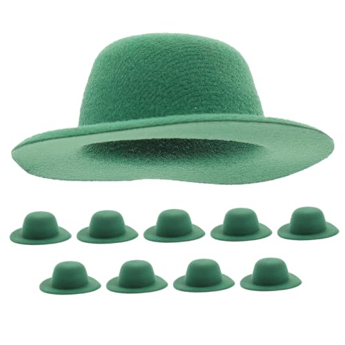 CALLARON 10 Stück Teiliges Mini Hüte aus Filz Grün Leichte Kostüm Accessoires für Patrick's Day Party Vielseitig Einsetzbar als Haar und DIY Dekoration für Karneval und von CALLARON