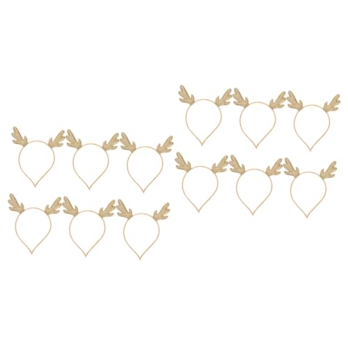 CALLARON 12 Stck Teiliges Goldenes Rentiergeweih Haarreif Leichtes Weihnachts Haarschmuck Accessoire Charmantes Geweih Stirnband für Damen und Mädchen für Weihnachtsfeier Karneval Kostüm von CALLARON
