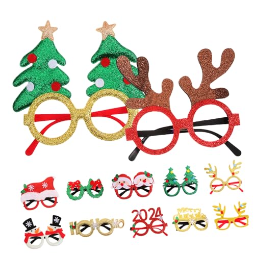 CALLARON 12 Stk Weihnachtsparty-brille Geweih-rentier-brille Urlaubsbrillengestelle 2024 Brille Weihnachtsmann-brillengestell Weihnachtsbrillengestelle Dekor Kind Plastik Hut Blitz von CALLARON