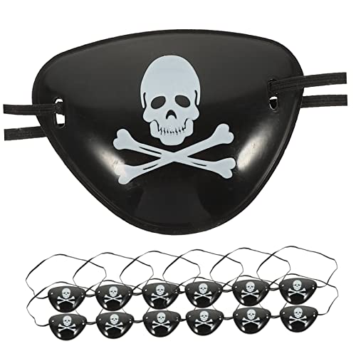 CALLARON 12 Stück Teiliges Piraten Augenklappen mit Muster Cosplay Zubehör für Halloween Piratenkostüm Kindergeburtstag Party und Rollenspiel Flexible Kunststoff Augenmasken von CALLARON
