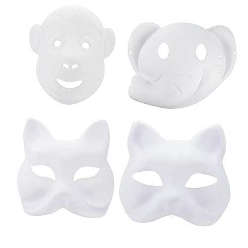 CALLARON 12Stücke DIY Tiermasken Handlackierbare Gesichtsmaske für Party Masquerade Umweltfreundliches Katzen für Erwachsene von CALLARON