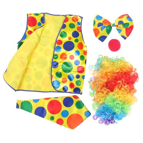 CALLARON 1Satz Clownkostüm Für Erwachsene Teiliges Cosplay Zubehör Mit Perücke Weste Fliege Nase Für Fasching Karneval Für Kreative Rollenspiele Bühnenauftritte von CALLARON