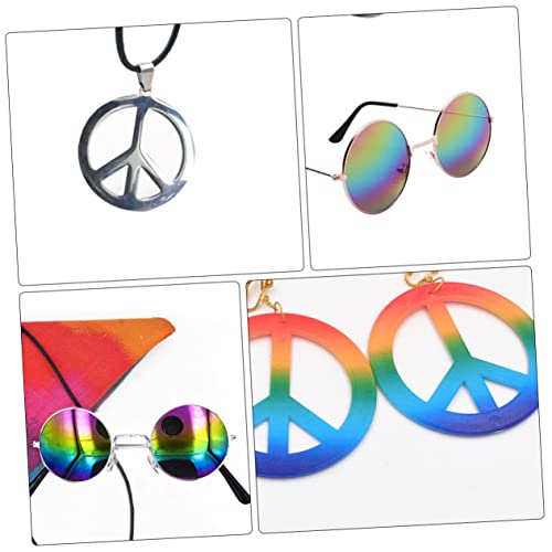 CALLARON 1Satz Cosplay Halskette Mit Friedenssymbol Teiliges Mit Bunten Ohrringen Stylischen Sonnenbrillen Für Partys Festivals Perfektes Cosplay Zubehör von CALLARON