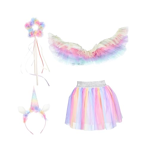 CALLARON 1Satz Engelsflügel Kostümset für Rock Zauberstab Haarband für Karneval Halloween Cosplay Kinderpartys Komfortabel Wiederverwendbar von CALLARON