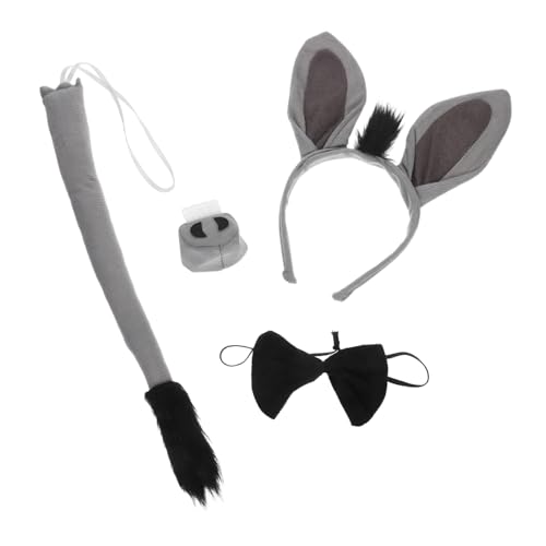 CALLARON 1Satz Eselkostüm Für Erwachsene Eselohren Stirnband Fliege Und Nasenschwanz Cosplay Requisite Für Geburtstags Und Kostümpartys von CALLARON