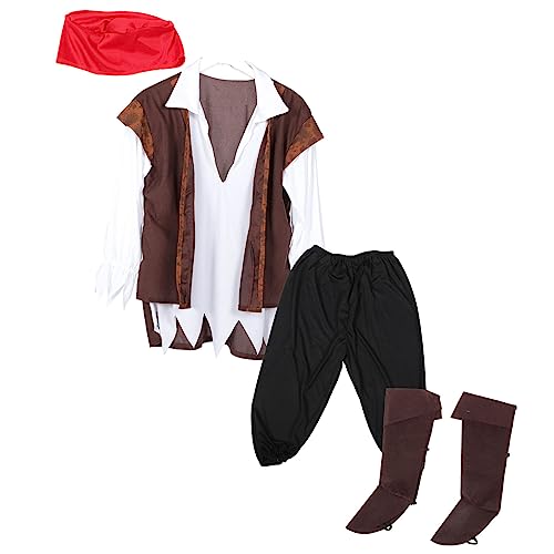 CALLARON 1Satz Halloween Piratenkostüm Für Herren Cosplay Kostüm Mit Zubehör Für Karneval Fasching Mottopartys Für Piraten Themenfeste Rollenspiele von CALLARON