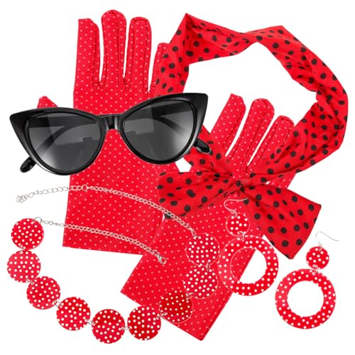 CALLARON 1Satz Jahre Kostümzubehör Set für Frauen Teiliges Accessoire Set mit Haarband Sonnenbrille Halskette Ohrringen Style für Karneval Partys CALLARON 1Satz Jahre Kostümzubehör Set für Frauen Teiliges Accessoire Set mit Haarband Sonnenbrille Halskette Ohrringen Style für Karneval Partys von CALLARON