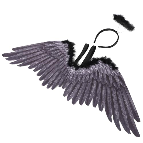 CALLARON 1Satz Kostümset Mit Großen Federflügeln Stirnband Für Damen Verkleidung Für Halloween Karneval Fasching von CALLARON