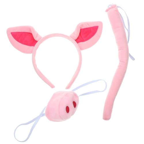 CALLARON 1Satz Tier Kostümset Für Teiliges Mit Schweineohr Für Party Halloween Und Fotorequisiten Rosa Plüschmaterial von CALLARON