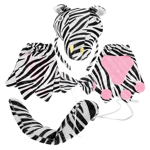 CALLARON 1Satz Zebra Kostümset Für Damen Teiliges Zubehör Mit Zebra Stirnband Fliege Handschuhen Für Halloween Karneval Mottopartys Tierkostüm Für Cosplay Feiern von CALLARON