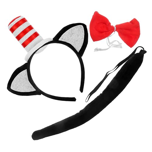 CALLARON 1satz Katzenkostüm Zubehör Schwarze Katzenohren Haarreif Mit Und Fliege Für Halloween Cosplay Und Geburtstagsfeiern Hochwertige Tierkostüm-accessoires Für Damen Und Mädchen von CALLARON