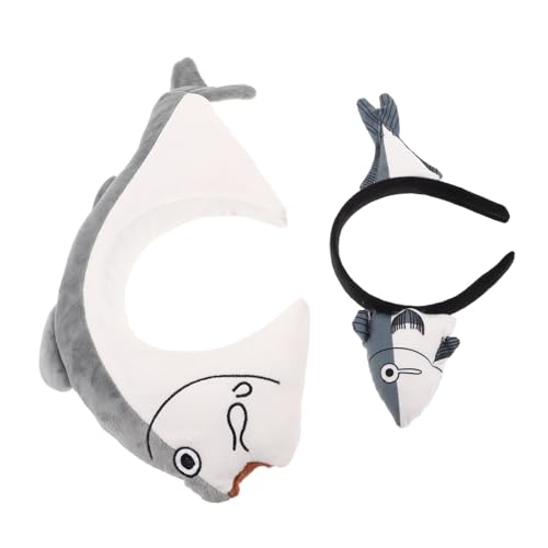 CALLARON 2 STÜCK Lustiges Fisch Haarreif mit Großem und Kleinem Gesalzenem Fisch Motiv Witziges Party Kostüm Haarband Cartoon Tier Design für Halloween Cosplay Spa Origineller Haarschmuck von CALLARON