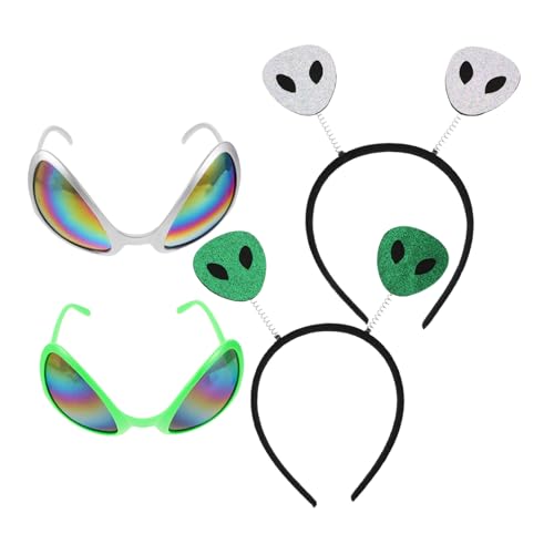 CALLARON 2 Sätze Antennen Haarreif und Brille Set Glitzernde Space Theme Party Accessoires Leichtes Bequemes Cosplay Zubehör für Halloween und Gruppenveranstaltungen von CALLARON