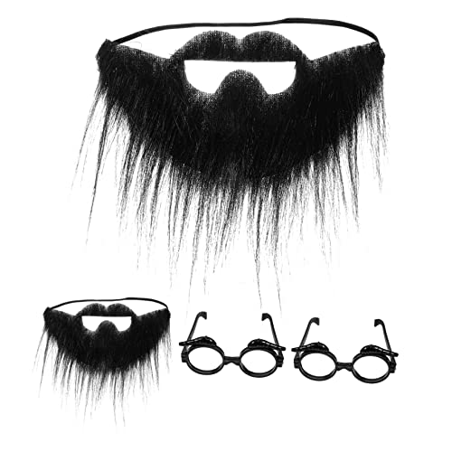 CALLARON 2 Sätze Cosplay Brille Set mit Fake Schnurrbart Teiliges Kostümzubehör für Mottopartys Halloween und Rollenspiele Realistische Wiederverwendbare Herrenprops von CALLARON