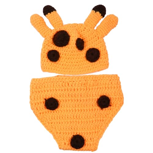 CALLARON 2 Sätze Giraffen Kostüm für Neugeborene Atmungsaktive Babybekleidung mit Hut und Shorts Gelb Hautfreundlich Dehnbar für Fotoshootings und für Monate von CALLARON