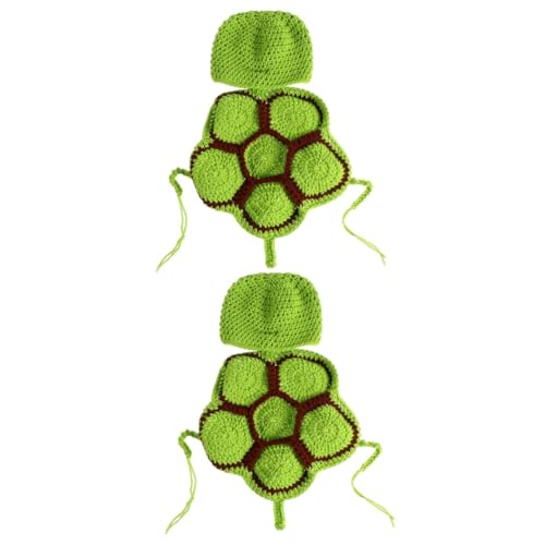 CALLARON 2 Sätze Tage Fotoshooting Kostüm Set Atmungsaktive Flexible Schildkrötenkleidung für Neugeborene Teiliges Erstlingsset mit Mütze Hautfreundlich Hellgrün von CALLARON
