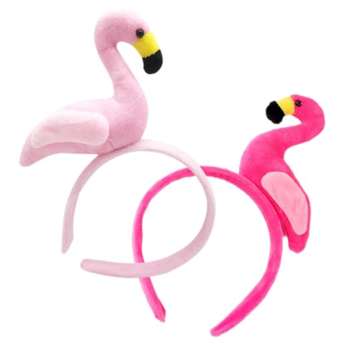 CALLARON 2 Stück Flamingo-Stirnband Hawaii-Flamingo-Kopfschmuck Verziertes Stirnband Süßer Flamingo-Haarreifen Für Karneval Tropischer Sommer Strandparty-Zubehör Rosa Und Rosig von CALLARON