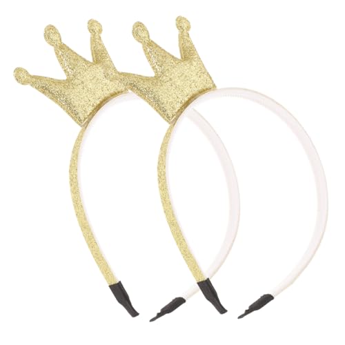 CALLARON 2 Stück Glänzendes Goldene Stirnbänder mit Krone design Funkelnder Haarschmuck für Mädchengeburtstag Kostüm Party dekoration Elastisch und Komfortabel für Junge Mädchen von CALLARON