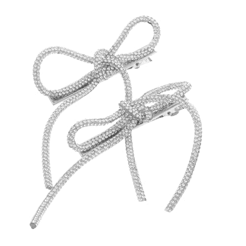 CALLARON 2 Stück Große Schleifen Haarspange mit Funkelnden Strasssteinen Sanftes Material Teiliges Braut Haarschmuck für Hochzeit Festliche Anlässe und Damen von CALLARON