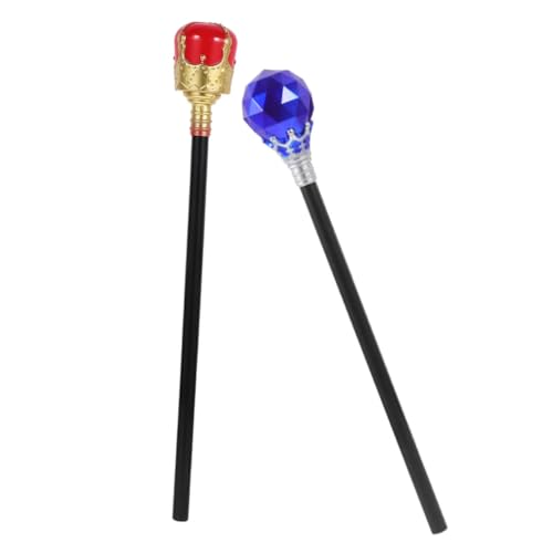 CALLARON 2 Stück Halloween Cosplay Königszepter Teiliges Blau und Rot Gold Halloween Party Requisiten Gehstock Zauberstab für Kostüm Zubehör Festliche Dekoration für Karneval und von CALLARON