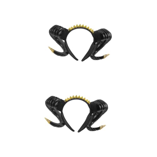 CALLARON 2 Stück Halloween Stirnband mit Goldfarbenen Nieten und Kreativen Schafshörnern Leichter Bequemer Haarschmuck für Party und Karneval Atmungsaktives Kopfschmuck Horn für Damen CALLARON 2 Stück Halloween Stirnband mit Goldfarbenen Nieten und Kreativen Schafshörnern Leichter Bequemer Haarschmuck für Party und Karneval Atmungsaktives Kopfschmuck Horn für Damen von CALLARON