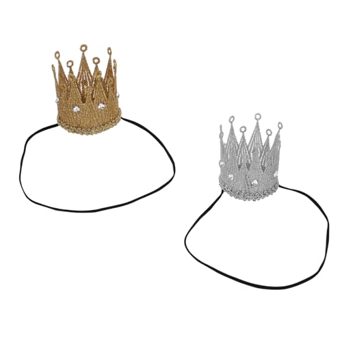 CALLARON 2 Stück Krone Haarschmuck für Prinzessin Krone stirnband Babykrone Haarreifen für Geburtstagshut Kopfbedeckungen für Party-Haarschmuck für Mädchen Stoff von CALLARON