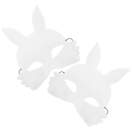 CALLARON 2 Stück Leere Diy Kaninchenmaske aus PVC Unbemalte Halbtagsmaske für Halloween Cosplay und Bastelprojekte für Kreative Gestaltung und Einzigartige Kostüme von CALLARON