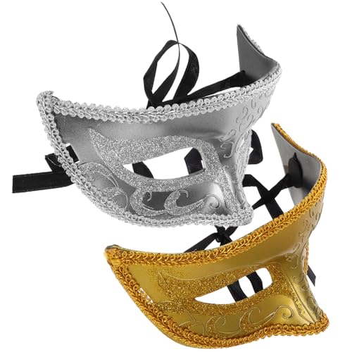 CALLARON 2 Stück Maske für Erwachsene Plastische Halbmaske Schwarz für Halloween Party und Maskerade Verkleidung für Männer und Frauen Einzigartiges Accessoire für Aufführungen von CALLARON