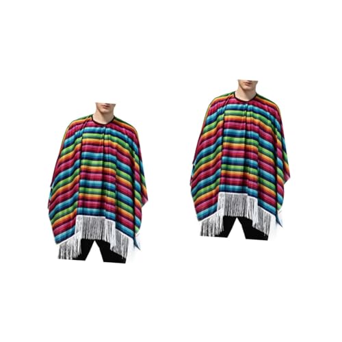 CALLARON 2 Stück Mexikanischer Halloween Poncho mit Fransen Übergröße Lockerer Umhang für Herren Buntes Kostüm für Karneval Fasching und Partys Stilvoller Serape Umhang CALLARON 2 Stück Mexikanischer Halloween Poncho mit Fransen Übergröße Lockerer Umhang für Herren Buntes Kostüm für Karneval Fasching und Partys Stilvoller Serape Umhang von CALLARON