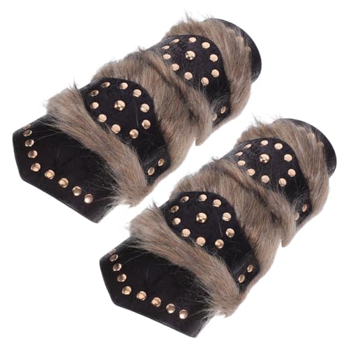 CALLARON 2 Stück Mittelalterliche Retro Handgelenkschützer Mittelalterliche Herrenaccessoires Retro Renaissance Manschetten Armschützer Kostüm Armschienen Ritterkostüm Hellbraune von CALLARON