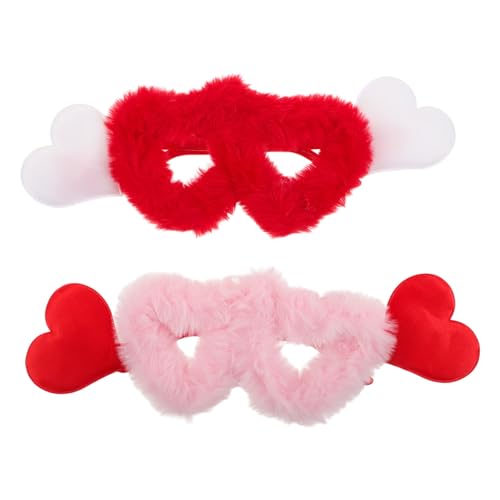 CALLARON 2 Stück Plüsch Herz Sonnenbrillen Unisex Samt Optik Trendige Kuschelige Partybrille Für Karneval Valentinstag Kostüm Accessoire Spaßige Neuheitsbrille von CALLARON