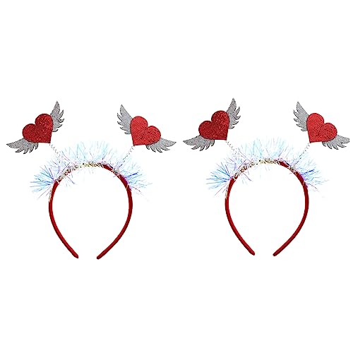 CALLARON 2 Stück Rotes Haarreif Teilig mit Pailletten Glitzer Damen Stirnband für Valentinstag Party Festival Modischer Haarschmuck für Frauen und Mädchen von CALLARON