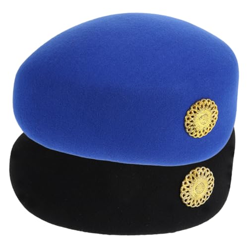 CALLARON 2 Stück Stewardess Kostüm Mütze Retro Air Hostess Cap Cosplay Damen Verstellbar Für Karneval Party Bühne von CALLARON