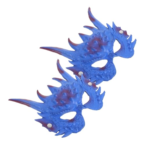 CALLARON 2 Stück Teiliges Dragon Mask Halloween Kostümset Halbgesichtsmaske Chinesischer Stil Handgefertigt Unisex Karneval Cosplay Party Zubehör Blau von CALLARON
