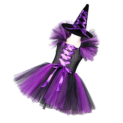 CALLARON 2 Stück Teiliges Hexen Cosplay Tutu Kleid für Mädchen mit Hut Halloween Kostüm für Partys Schulveranstaltungen und Aufführungen für Verschiedene Anlässe CALLARON 2 Stück Teiliges Hexen Cosplay Tutu Kleid für Mädchen mit Hut Halloween Kostüm für Partys Schulveranstaltungen und Aufführungen für Verschiedene Anlässe von CALLARON