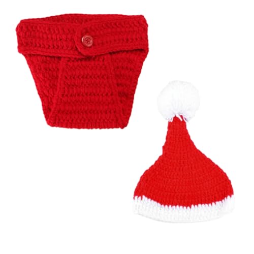CALLARON 2 Stück Teiliges Strickkostüm Set für Weihnachtsfotografie Niedliche Mütze für Neugeborene für Babyfotos und Besondere Anlässe Hochwertigem Strickmaterial Gefertigt von CALLARON