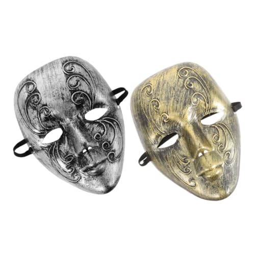 CALLARON 2 Stück Teiliges Vintage Vollgesichtsmaske für Halloween und Maskenball Venezianische Kostümmasken Atmungsaktivem Komfortabel und Elegant Silber und Gold Unisex CALLARON 2 Stück Teiliges Vintage Vollgesichtsmaske für Halloween und Maskenball Venezianische Kostümmasken Atmungsaktivem Komfortabel und Elegant Silber und Gold Unisex von CALLARON