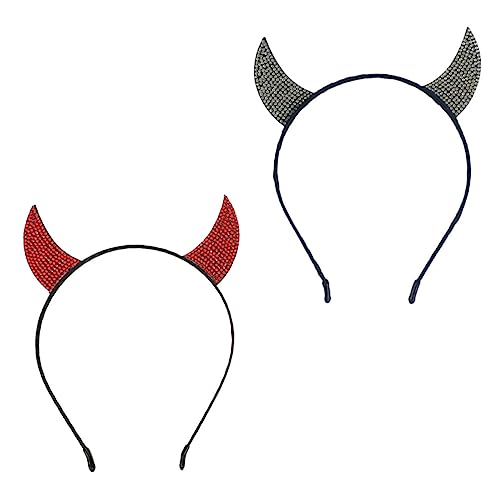 CALLARON 2 Stück Teufelshörner Haarreifen Halloween Kostüm Kopfschmuck für Partys Cosplay und Festlichkeiten Rotes und Weißes Design Einfach zu Tragen und Verarbeitung von CALLARON