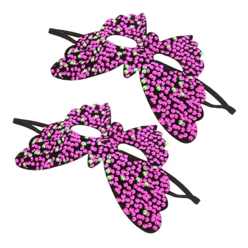 CALLARON 2 Stück Venezianische Schmetterling Maske Halbgesicht Party Masquerade Augenmaske mit Elastischem Band für Halloween Karneval Fasching Kostüm Damen von CALLARON
