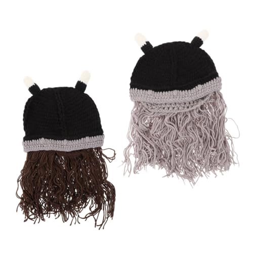 CALLARON 2 Stück Viking Hut mit Horn und Lustige Kopfbedeckung für Kostümpartys Einzigartiger Strickhut mit Kurzem und Langem für Auftritte und Veranstaltungen CALLARON 2 Stück Viking Hut mit Horn und Lustige Kopfbedeckung für Kostümpartys Einzigartiger Strickhut mit Kurzem und Langem für Auftritte und Veranstaltungen von CALLARON