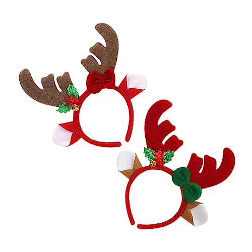CALLARON 2 Stück Weihnachtliches Rentiergeweih Haarreif Teilig mit Samtbezug und Glocken Festliches Partyzubehör für Kostüm und Cosplay Praktische Vielseitige Kopfbedeckung für Familien von CALLARON