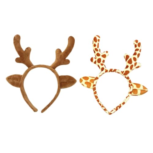 CALLARON 2 Stück Weihnachtliches Teiliges Rentier Geweih Stirnband Handgefertigt Weiches Plüschmaterial Umweltfreundlich Modisch für Weihnachtsfeier Cosplay Festliche Haaraccessoires von CALLARON
