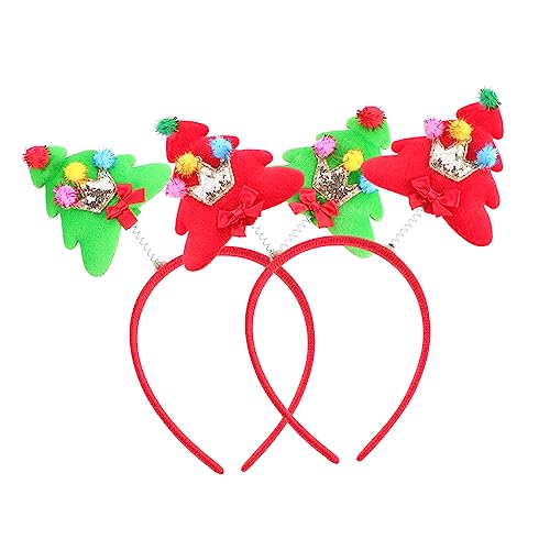 CALLARON 2 Stück Weihnachts Haarschmuck für Rote und Grüne Weihnachtsbaum Stirnbänder für Festliche Anlässe und Kostümpartys von CALLARON