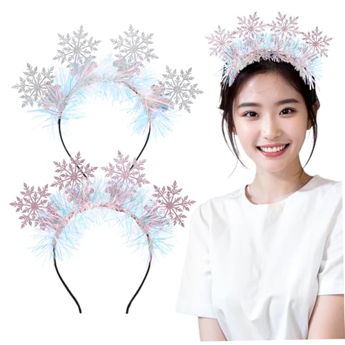 CALLARON 2 Stück Weihnachts Stirnbänder mit Schneeflocken Design Glitzernde Haaraccessoires für Festlichkeiten und Cosplay Bequem und Strapazierfähig für Weihnachtsfeiern von CALLARON