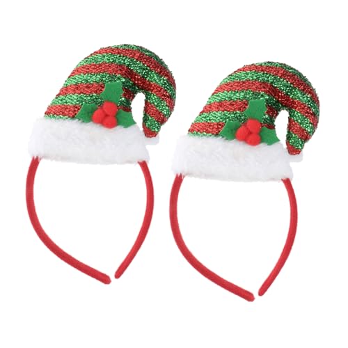 CALLARON 2 Stück Weihnachtsmütze Haarschmuck für Lustiger Cartoon Haarreifen mit Glitzer für Weihnachtsfeiern und Festliche Anlässe von CALLARON