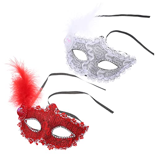 CALLARON 2St Venezianische Maske Outfits Halloween-Maske Theater Halloween-Foto-Requisiten Kleider Maskerade-Maske Kostüm Maske Cosplay-Kostümmaske Prinzessin Kleidung Venedig bilden Spitze von CALLARON