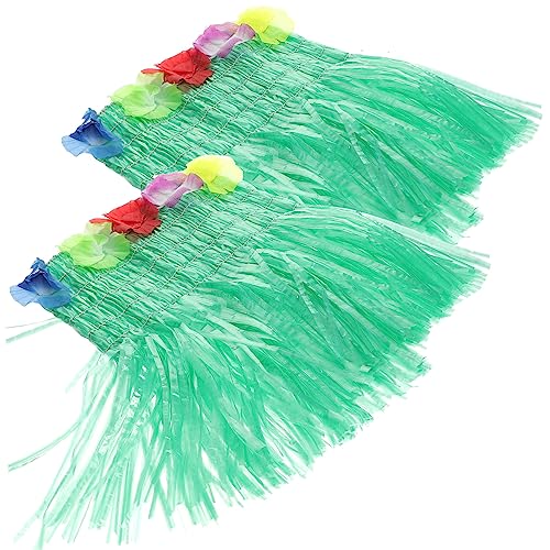 CALLARON 2Stücke Grasröcke Für Sommerliche Luau Party Dekorationen Hula Kostüm Accessoires Für Mottopartys Karneval Elastische Brustblume von CALLARON
